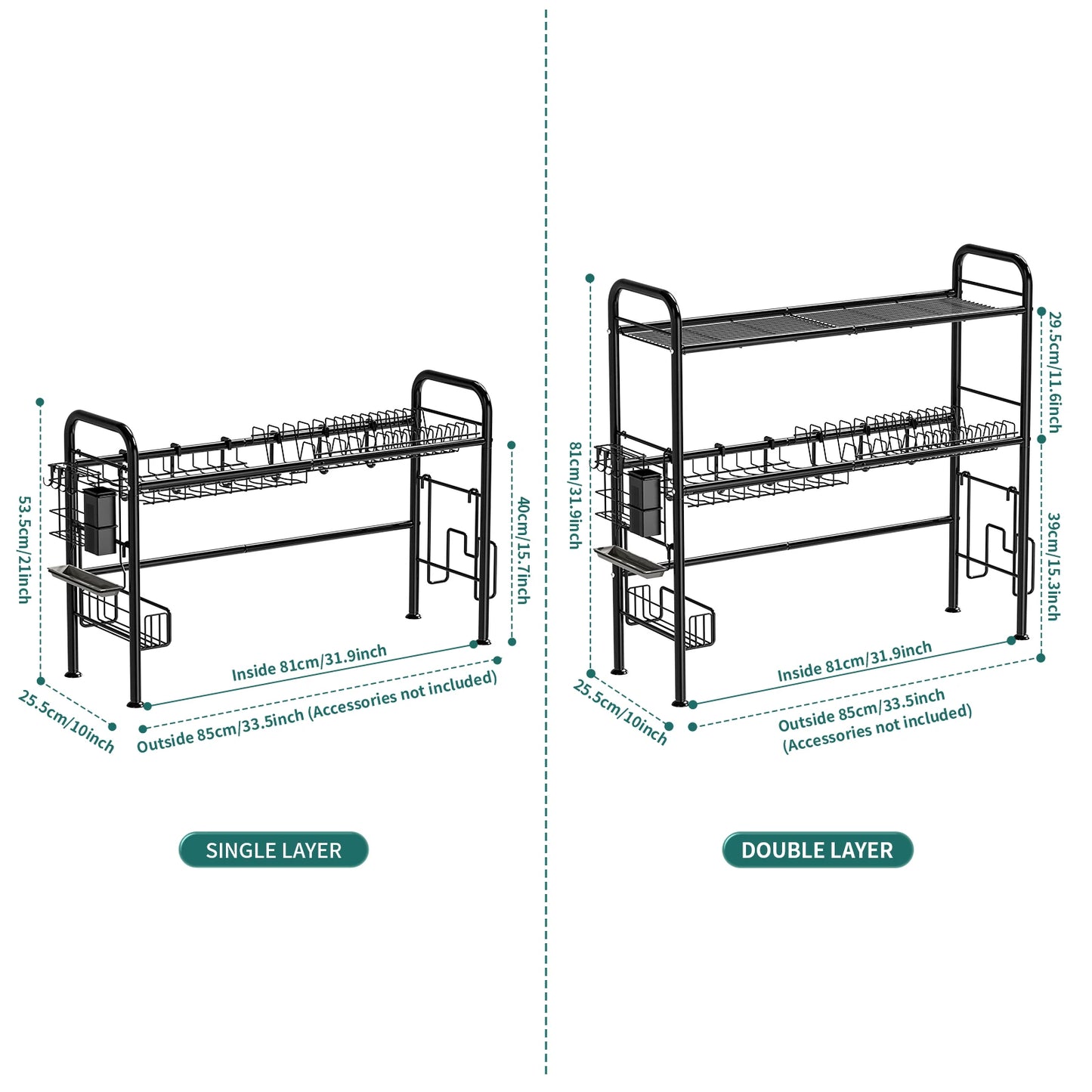 1 Or 2 Tier Over Sink Dish Drying Rack