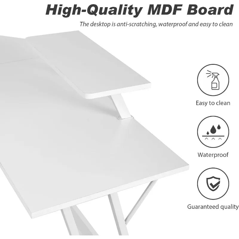 L Shaped Corner Gaming or Computer Desk with Large Desktop