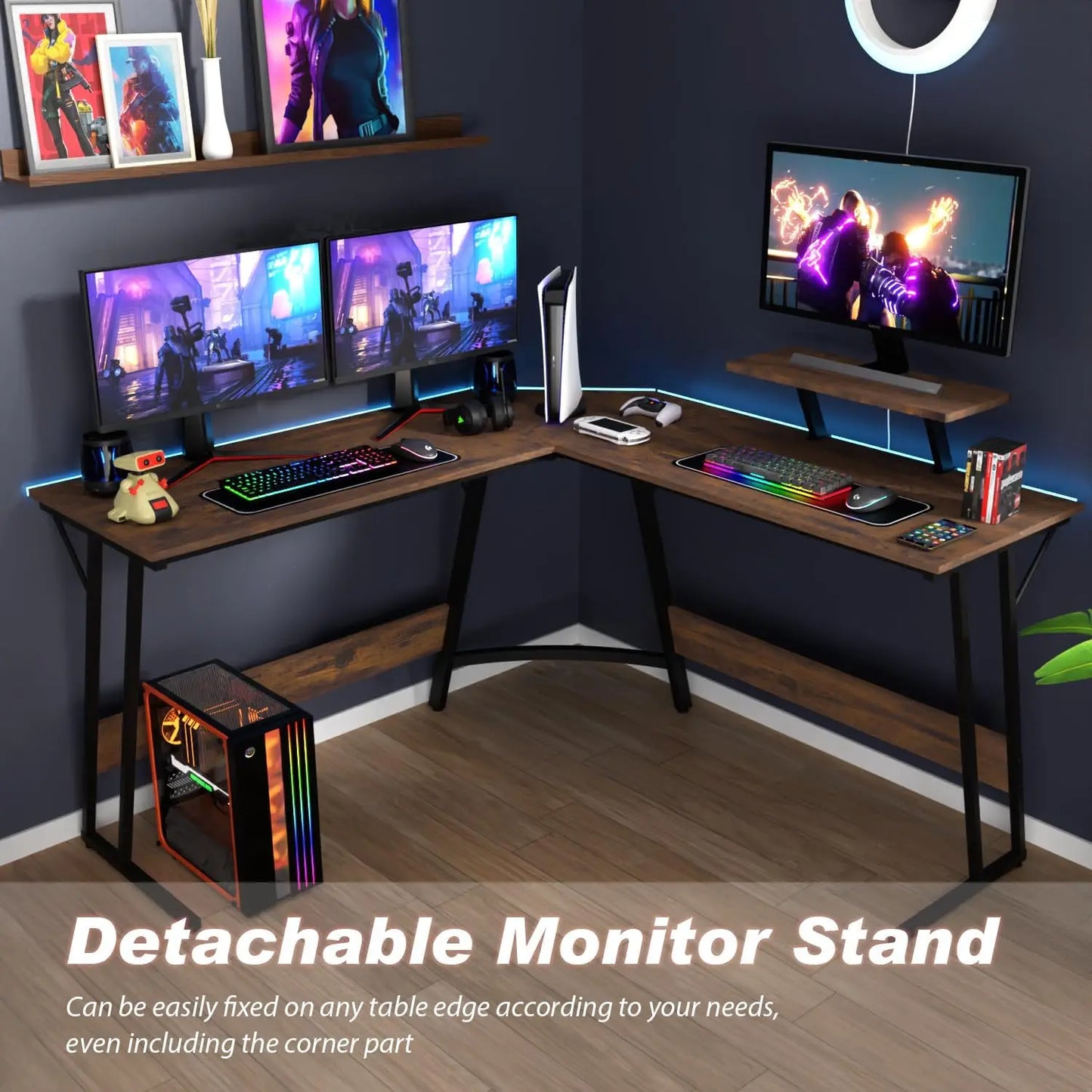 L Shaped Corner Gaming or Computer Desk with Large Desktop