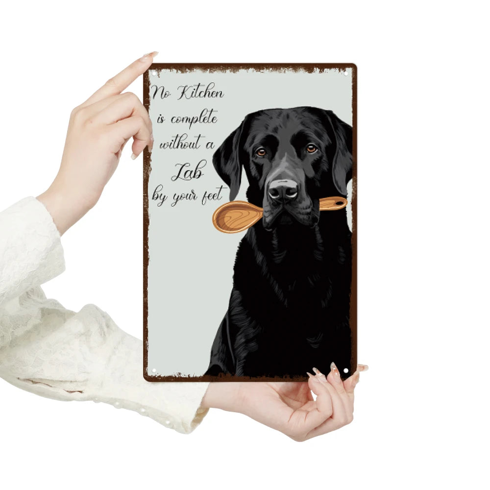 Black Dog Metal Sign, Retro Tin Wall Art, 7.8 X 11.8 Inches