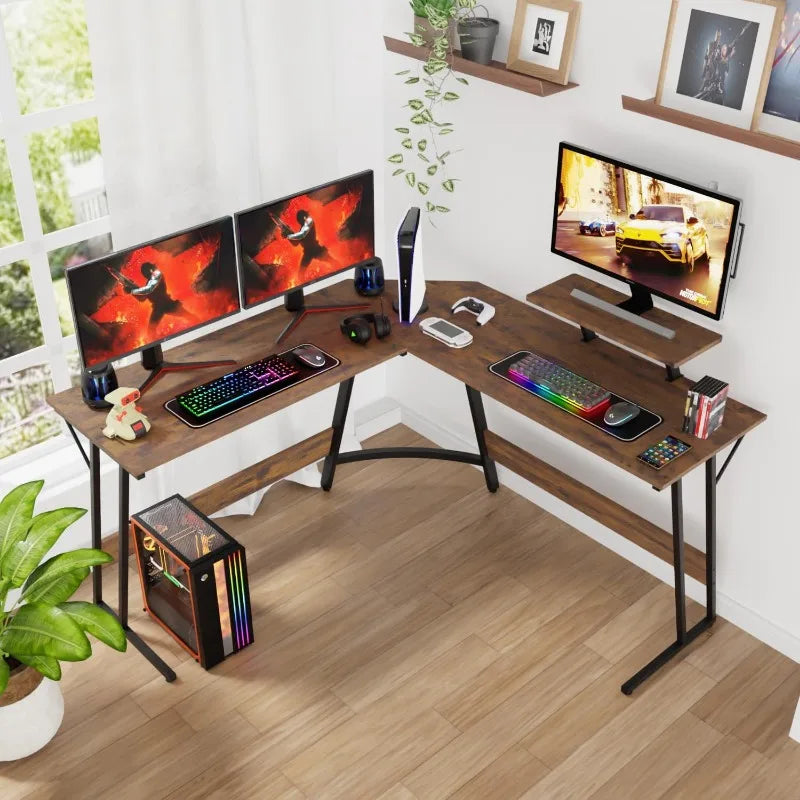 L Shaped Corner Gaming or Computer Desk with Large Desktop