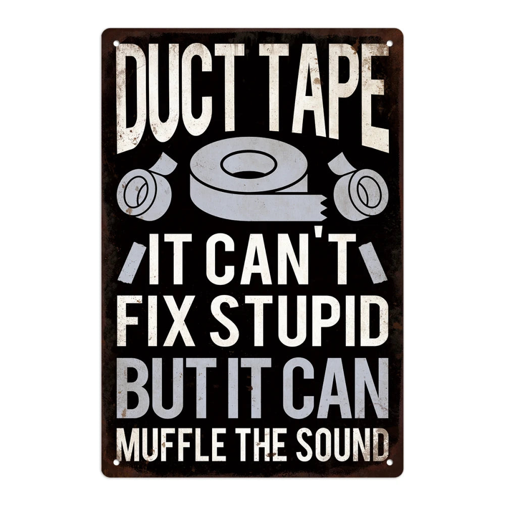 Duct Tape Sarcastic Metal Sign Wall Decor, 7.8 X 11.8 Inches