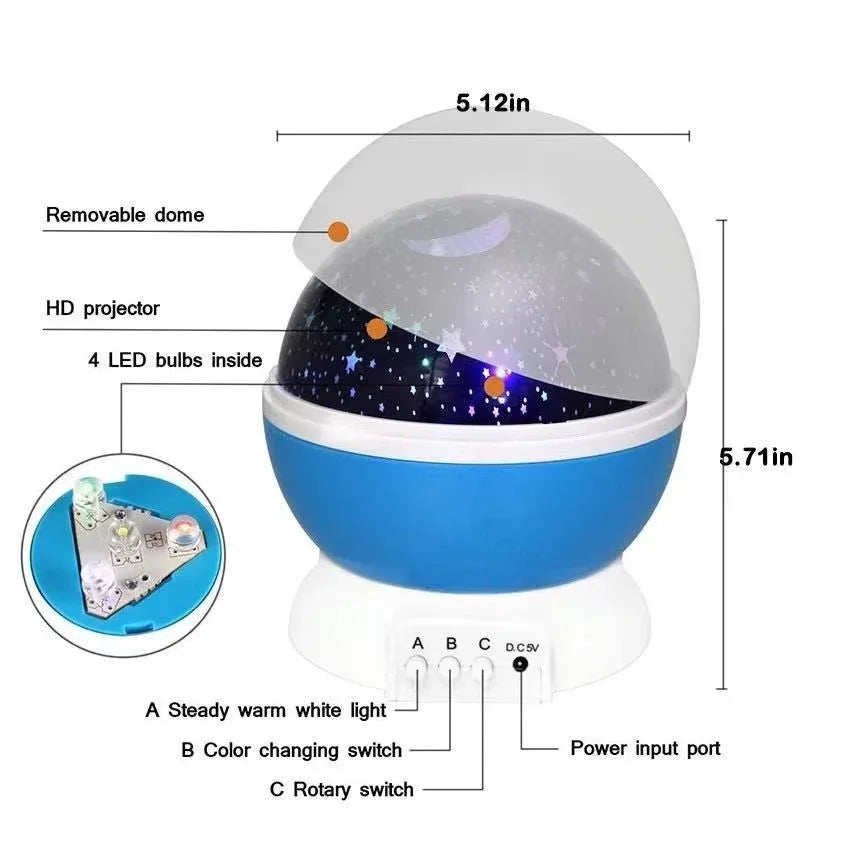 LED Rotating Night Light Projector Starry Sky, Purple