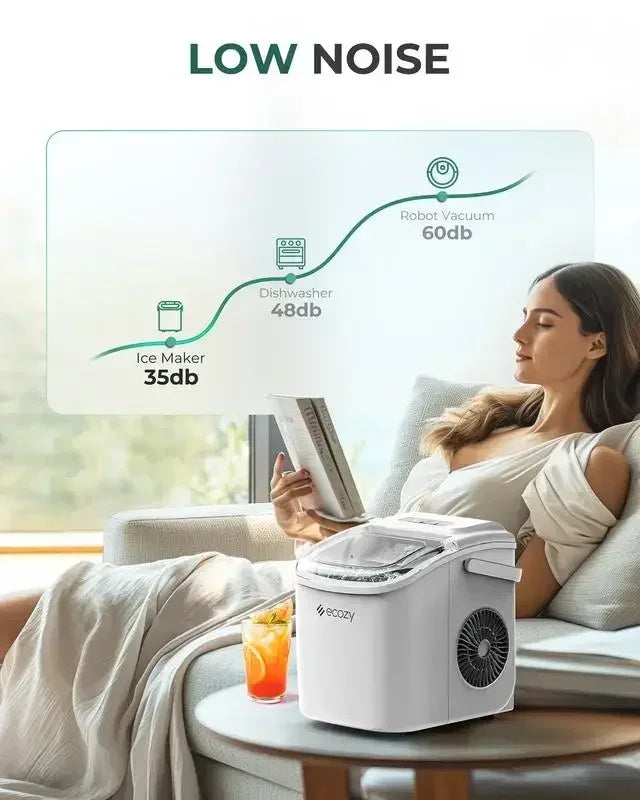 Ice Maker, Portable, 26lb, 9 Cubes in 6 Min, Self-Cleaning