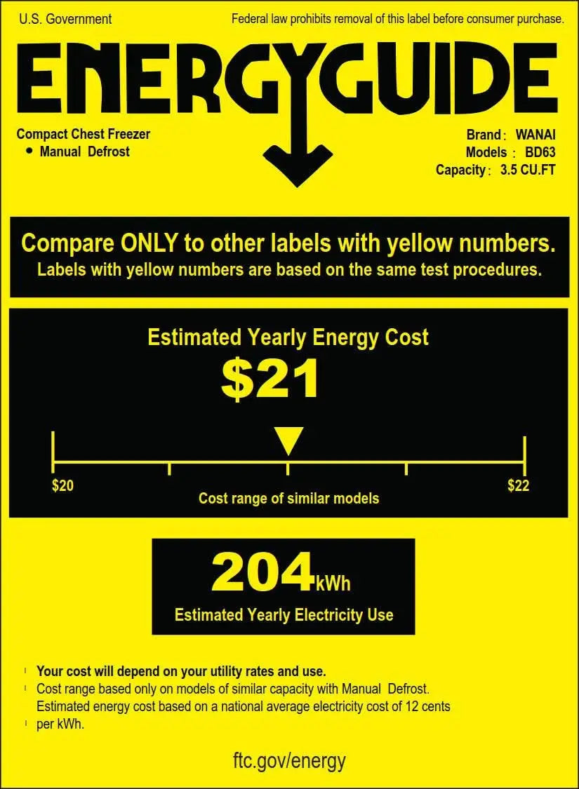 Mini Chest Freezer 3.5 Cu. Ft., Top Door, Removable Basket