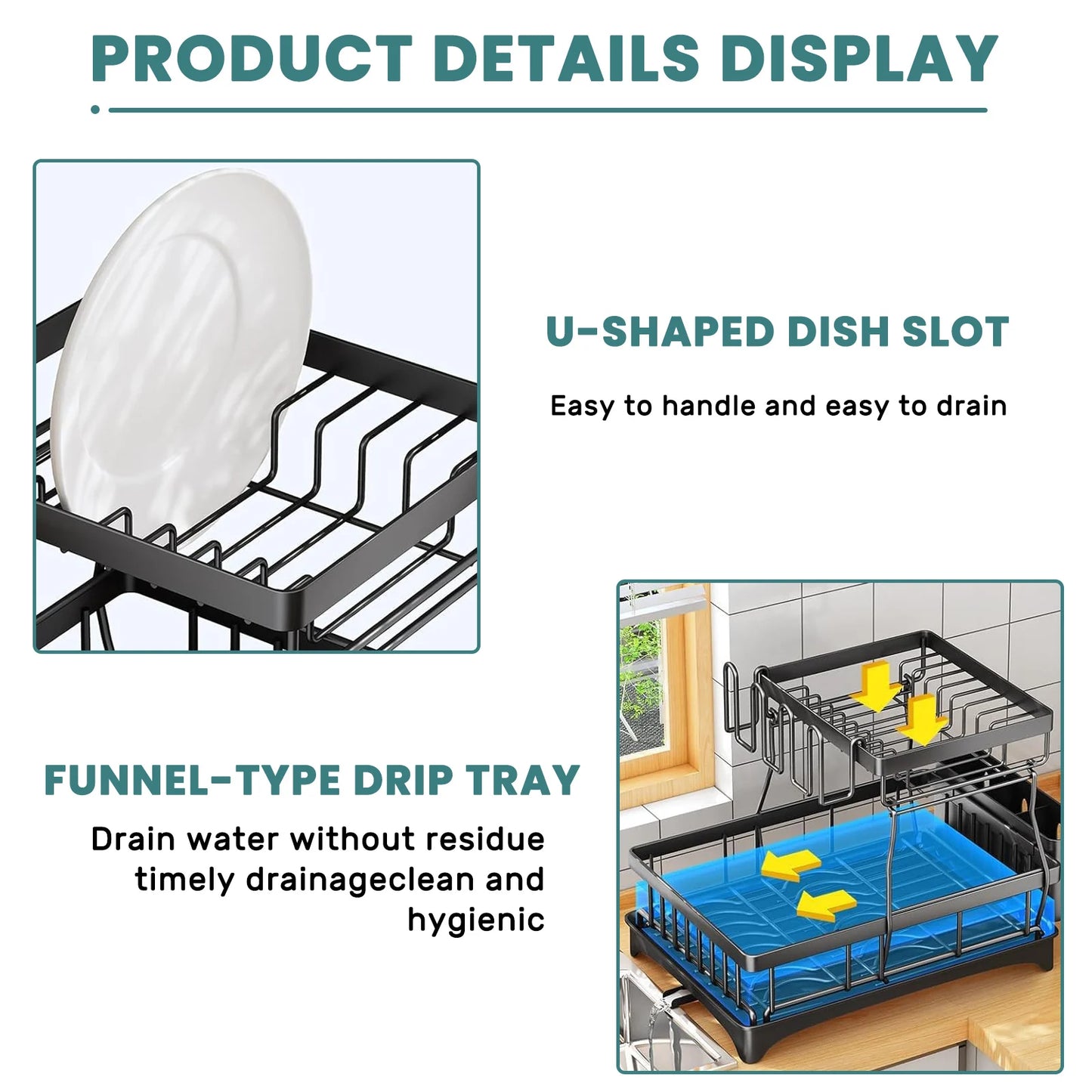 Large 2-Tier Dish Drying Rack For Countertop