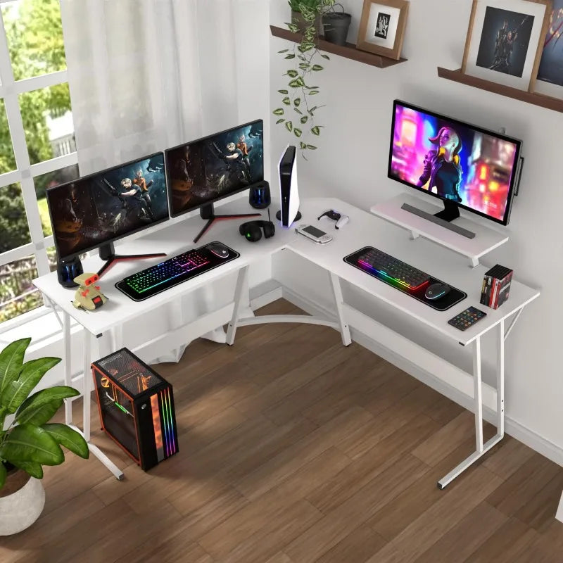 L Shaped Corner Gaming or Computer Desk with Large Desktop