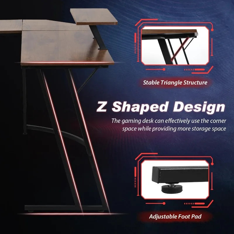 L Shaped Corner Gaming or Computer Desk with Large Desktop