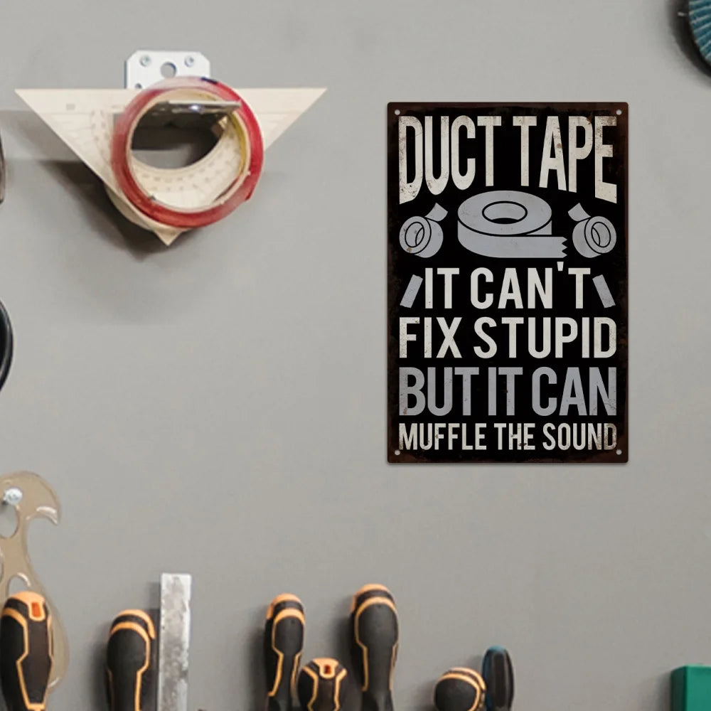 Duct Tape Sarcastic Metal Sign Wall Decor, 7.8 X 11.8 Inches