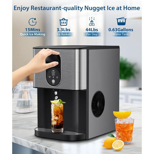 Nugget Ice Maker, Self Dispensing Pellet Ice Maker, 44lbs/24H,