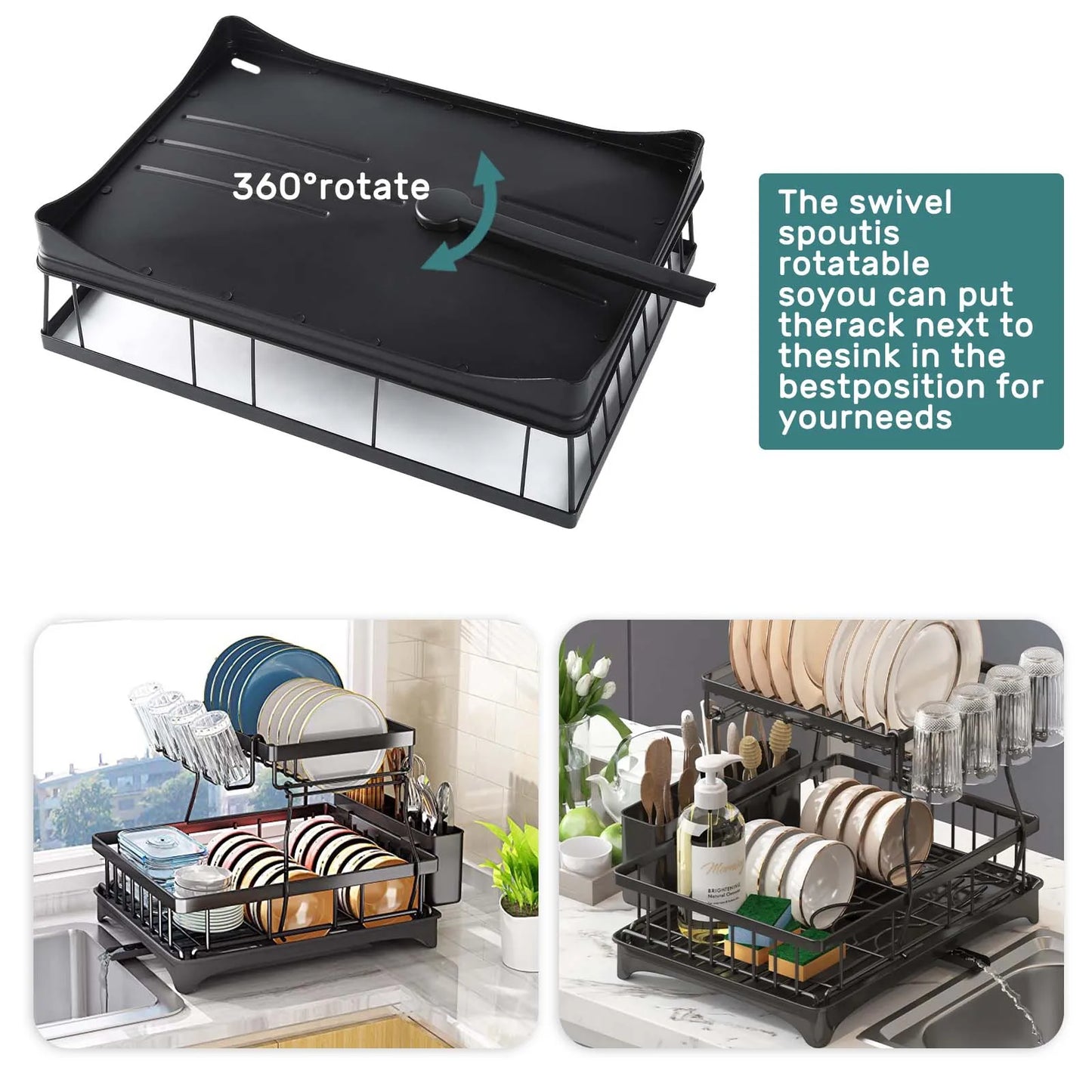 Large 2-Tier Dish Drying Rack For Countertop
