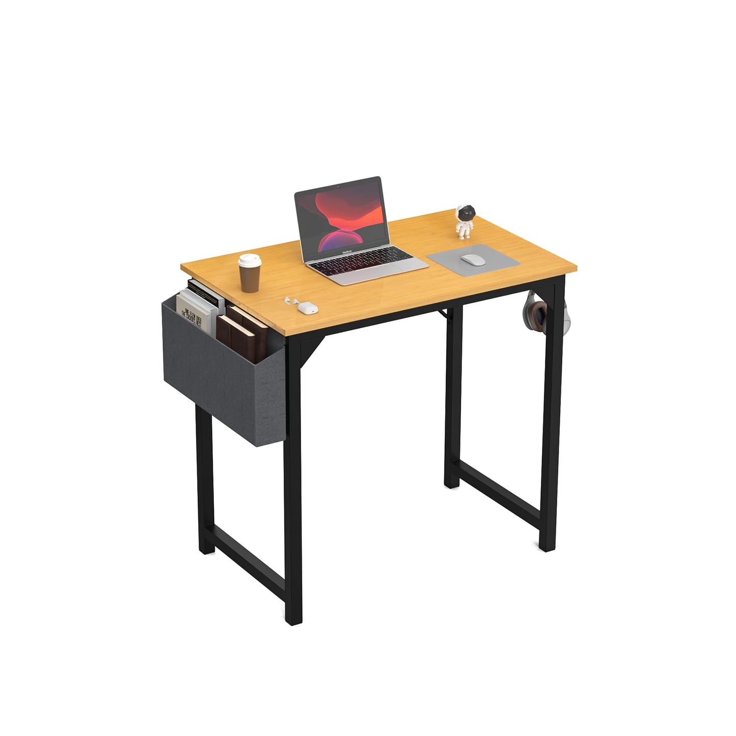 Computer Desk, Compact with Side Hook, Easy Assembly
