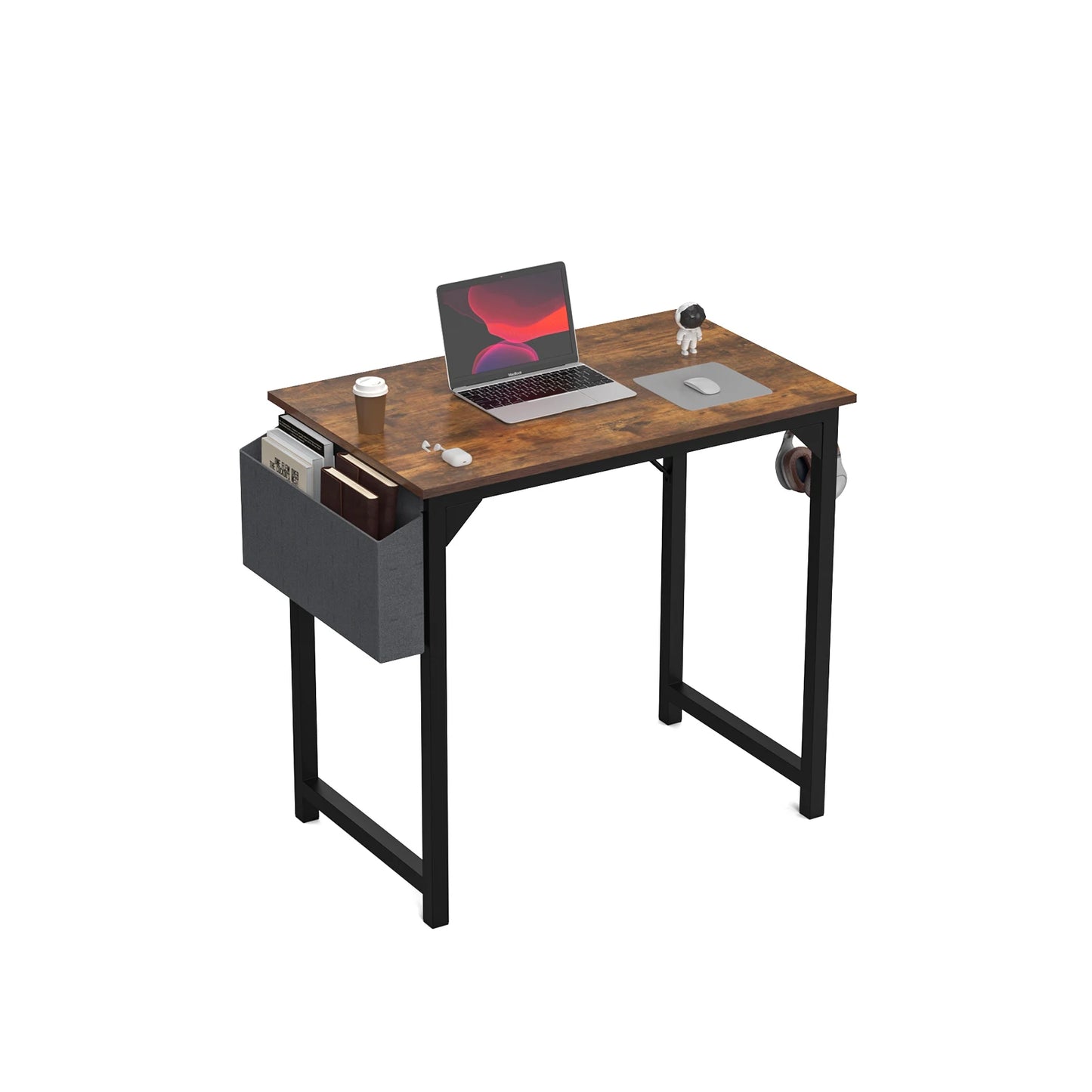 Computer Desk, Compact with Side Hook, Easy Assembly