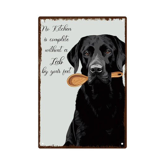 Black Dog Metal Sign, Retro Tin Wall Art, 7.8 X 11.8 Inches