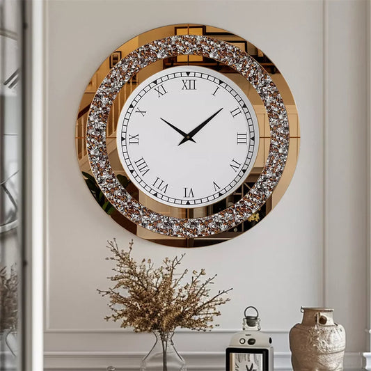 LUVODI 32inch Diamond Crystal 3D Wall Clock, Roman Numerals