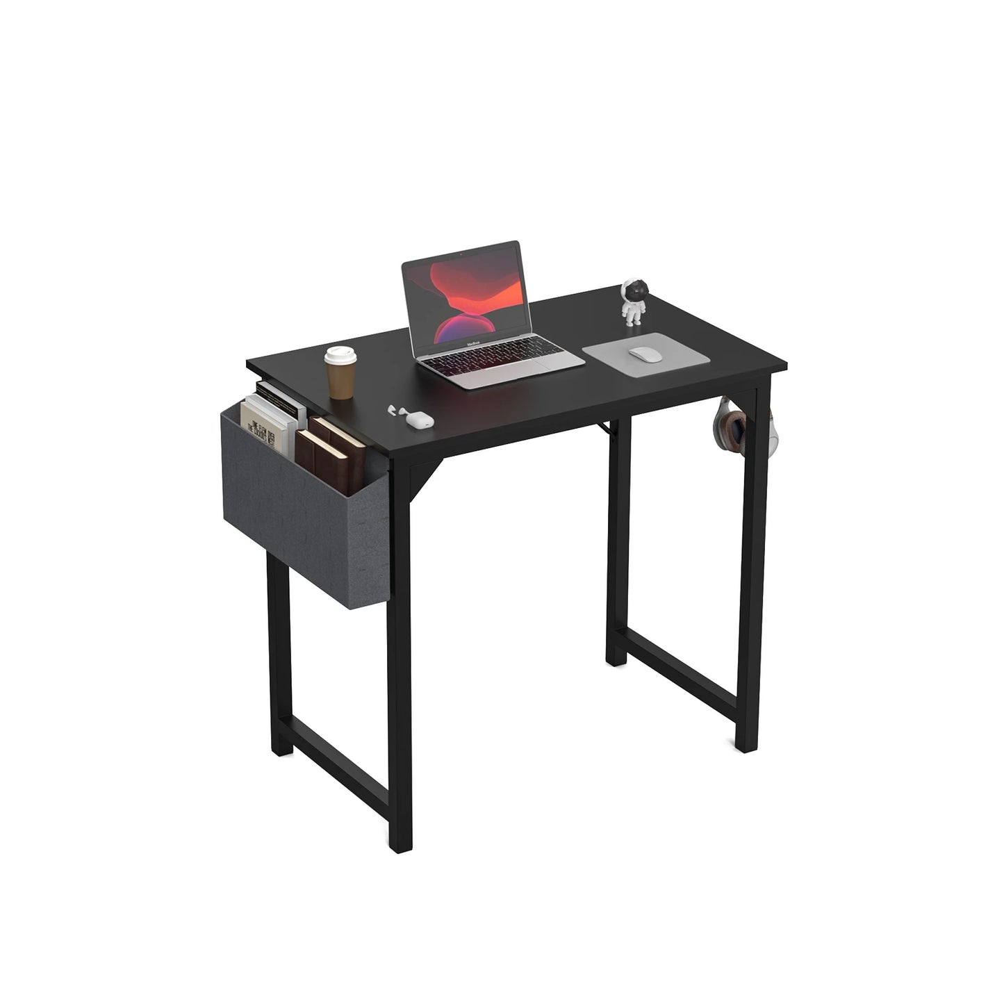 Computer Desk, Compact with Side Hook, Easy Assembly